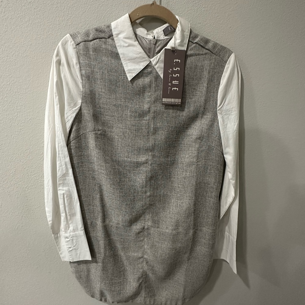 Essue grey and white long sleeve dress
